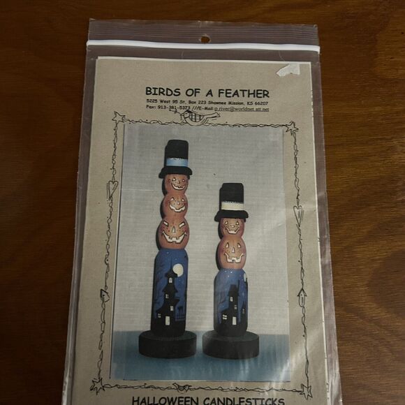 Birds Of A Feather Halloween Candlesticks Pattern/Instructions Vtg Painting - Picture 1 of 3